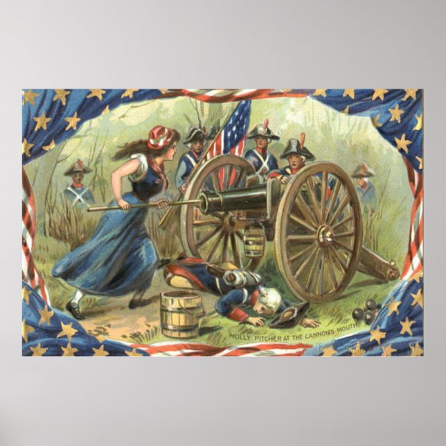 Poster Drapeau américain Molly Pitcher Cannon (Devant)