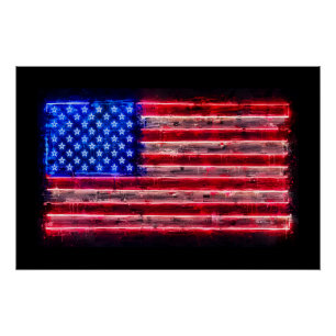 Poster Drapeau américain néon