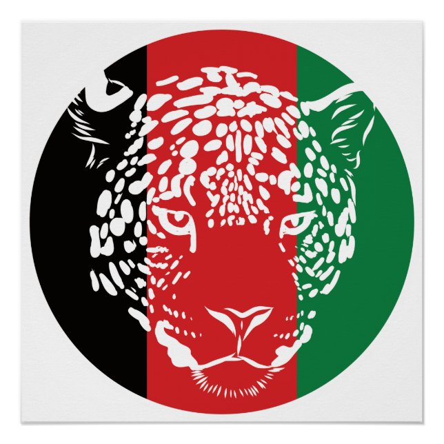 Poster Drapeau animal national afghan léopard afghan (Devant)