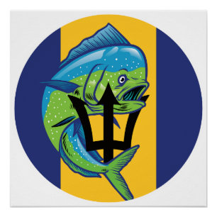 Poster Drapeau animal national de la Barbade Mahi-mahi