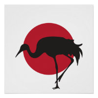 Drapeau animal national japonais de la grue japona