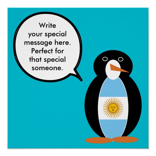 Poster Drapeau argentin Manchot Ms Personalisé (Devant)