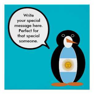 Poster Drapeau argentin Parlant de Mme Penguin Personnali