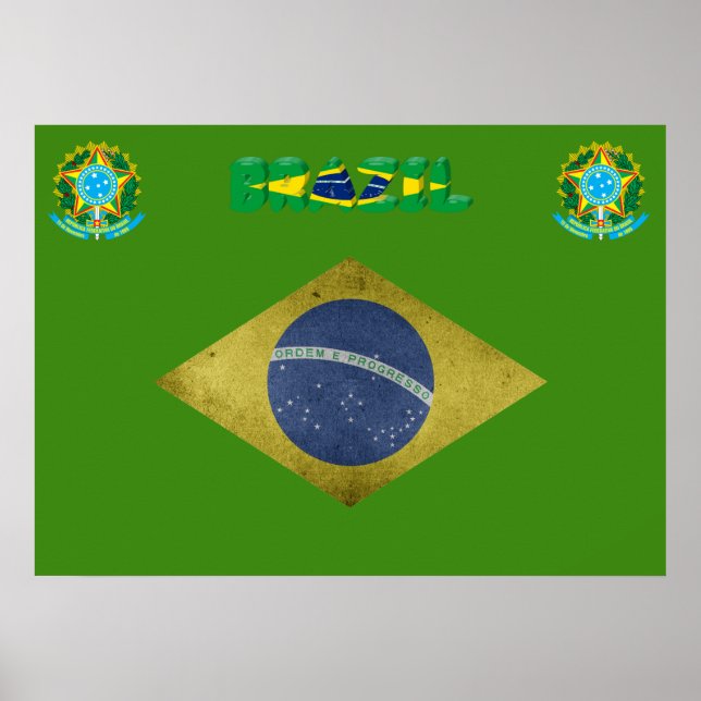 Poster Drapeau brésilien (Devant)