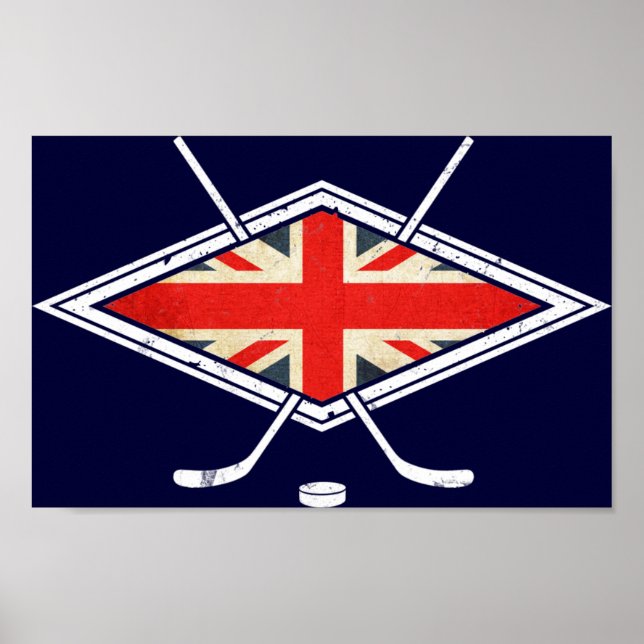 Poster Drapeau britannique de hockey sur glace (Devant)