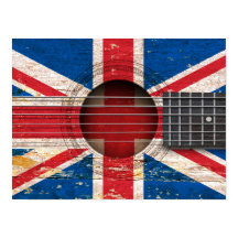 Drapeau britannique sur la vieille guitare acousti