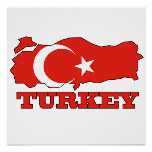 Poster Drapeau dans la carte de la Turquie
