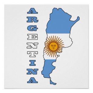 Poster Drapeau dans la carte de l'Argentine