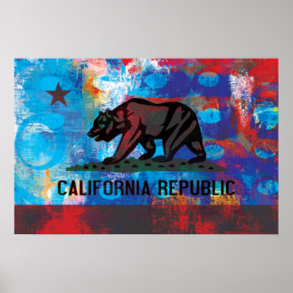 Poster Drapeau de Californie Abstraite