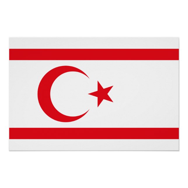 Poster Drapeau de Chypre du Nord (Devant)