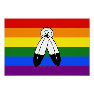 Poster Drapeau de fierté bispirituel de SlipperyJoe's sym