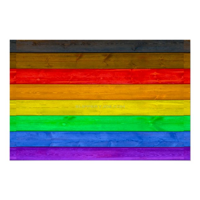 Poster Drapeau de fierté gay inclusif SlipperyJoe's à tex (Devant)