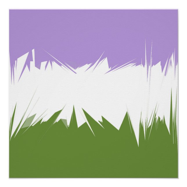 Poster Drapeau de fierté Genderqueer abstrait ZigZag épic (Devant)
