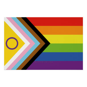 Poster Drapeau de fierté intersexe de SlipperyJoe's fond 