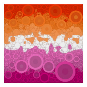 Poster Drapeau de fierté lesbienne abstrait groovy bohème
