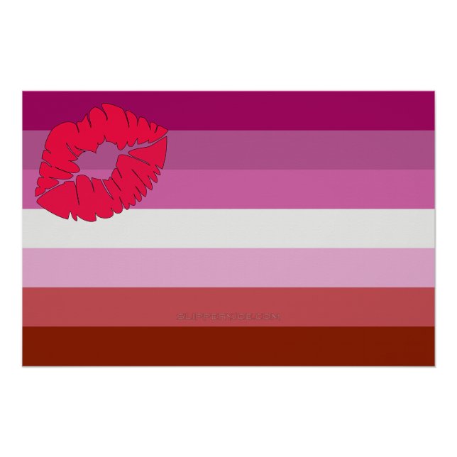 Poster Drapeau de fierté lesbienne au rouge à lèvres Slip (Devant)
