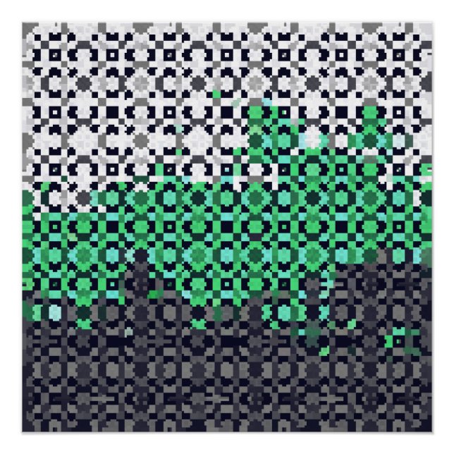 Poster Drapeau de fierté Neutrois Abstrait Pixelisé Tripa (Devant)