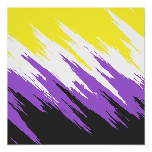 Poster Drapeau de fierté non binaire funky grunge zigzag  (Devant)