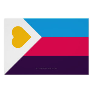Poster Drapeau de fierté polyamoureuse tricolore de Slipp