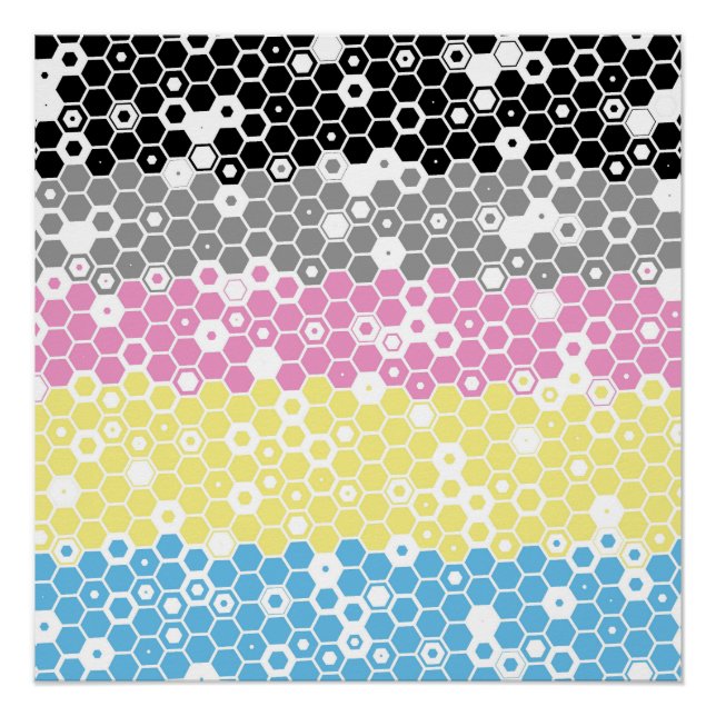 Poster Drapeau de fierté polygender abstrait géométrique  (Devant)
