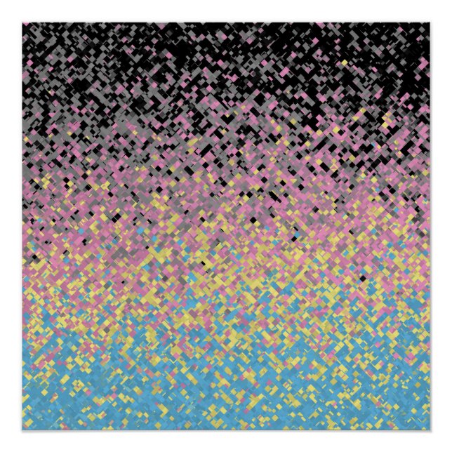 Poster Drapeau de fierté polygender pixelisé funky tripan (Devant)