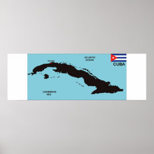 Poster drapeau de la carte politique du pays de Cuba