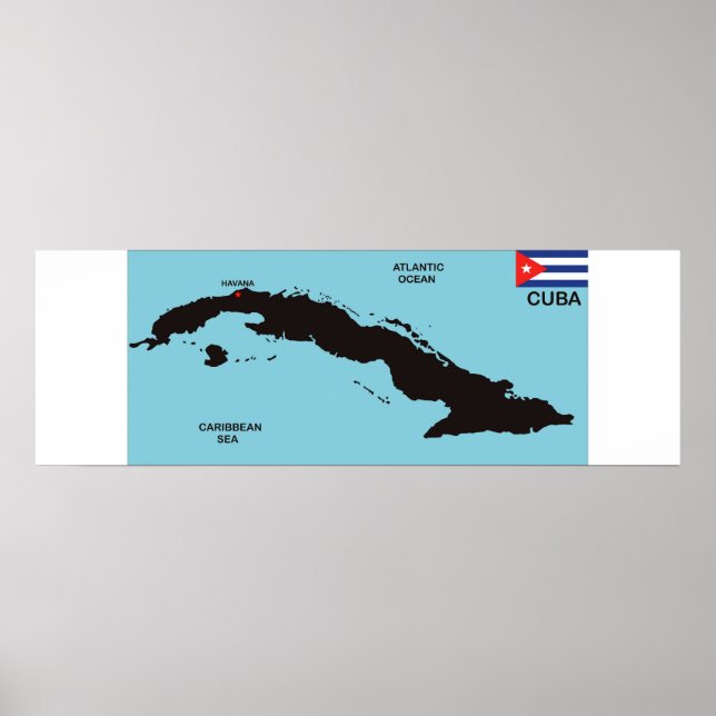 Poster drapeau de la carte politique du pays de Cuba (Devant)