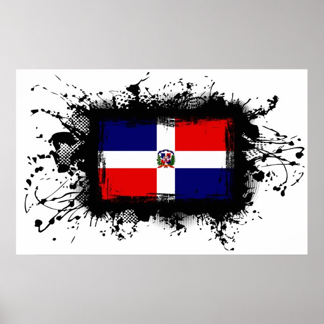 Poster Drapeau de la République Dominicaine (Devant)