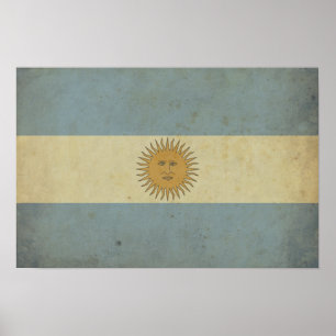 Poster Drapeau de l'Argentine vintage