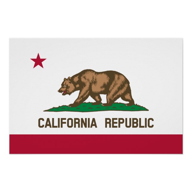 Poster Drapeau de l'État de la République de Californie (Devant)