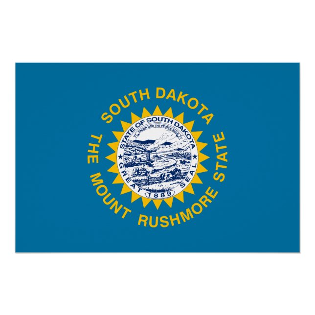 Poster Drapeau de l'État du Dakota du Sud (Devant)