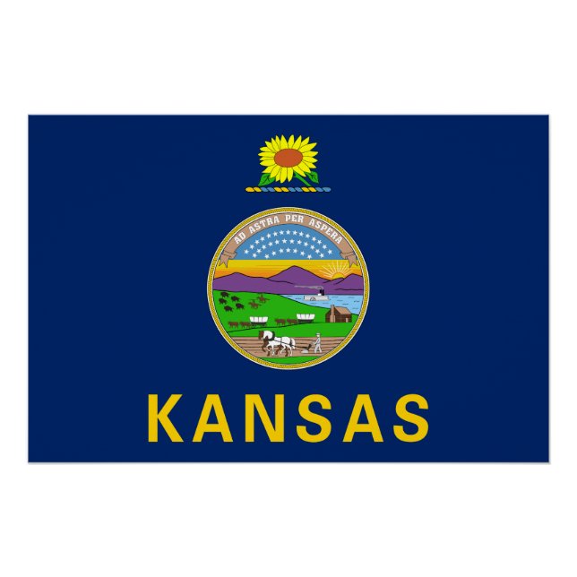Poster Drapeau de l'État du Kansas (Devant)