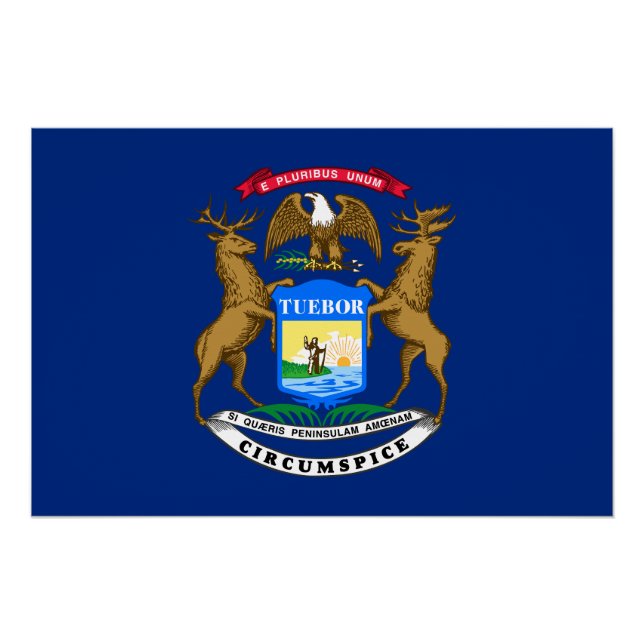 Poster Drapeau de l'État du Michigan (Devant)
