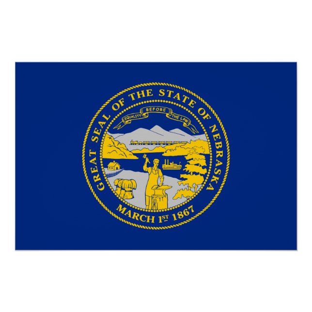 Poster Drapeau de l'État du Nebraska (Devant)
