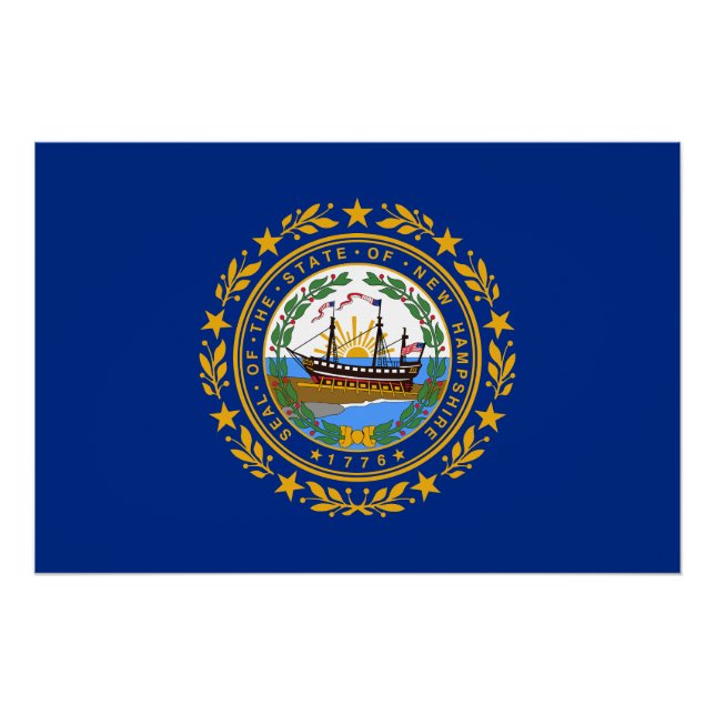 Poster Drapeau de l'État du New Hampshire (Devant)