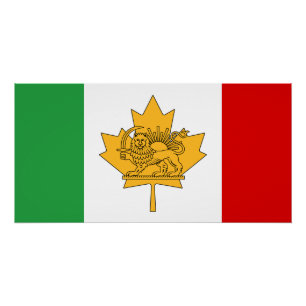 Poster Drapeau de l'héritage Lion et Soleil iranien canad