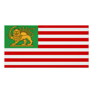 Poster Drapeau de l'héritage Lion et Soleil irano-américa