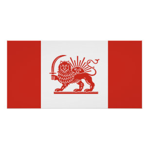 Poster Drapeau de l'héritage Lion et Soleil irano-canadie