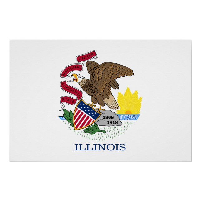 Poster Drapeau de l'Illinois (Devant)