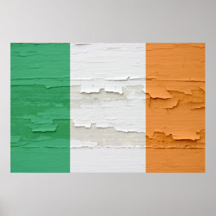 Poster Drapeau de l'Irlande Peinture Patinée