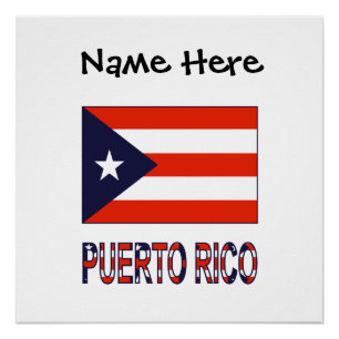 Poster Drapeau de Porto Rico Porto Rico Bleu Personnalisa