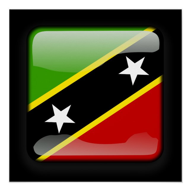 Poster Drapeau de Saint-Kitts-et-Nevis (Devant)