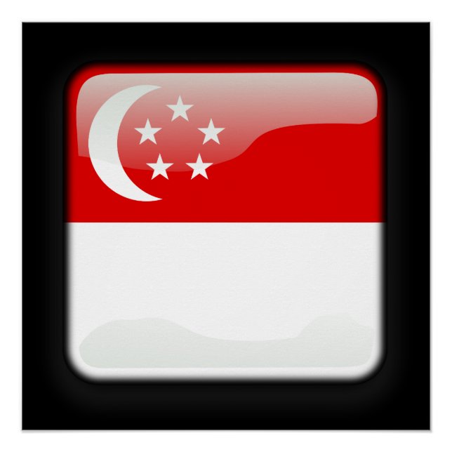 Poster Drapeau de Singapour (Devant)