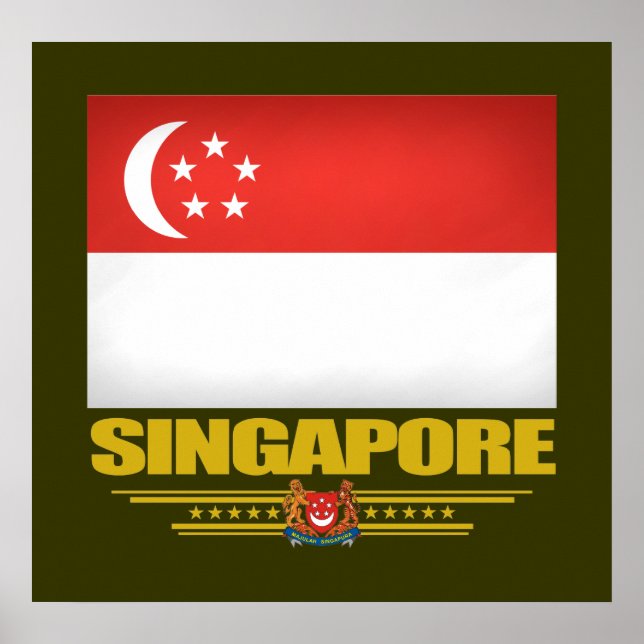 Poster Drapeau de Singapour (Devant)