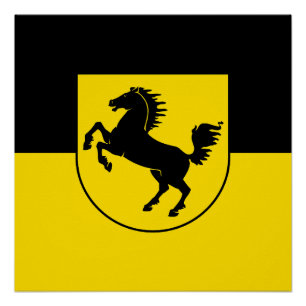 Poster Drapeau de Stuttgart ville Allemagne symbole emblè