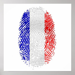 Poster Drapeau des cadeaux français d'empreinte digitale