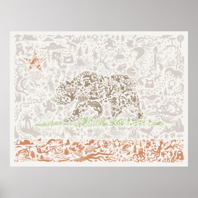 Poster Drapeau d'État de Californie (Devant)