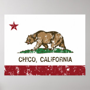 Poster Drapeau d'État de Californie Chico