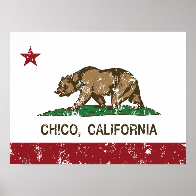 Poster Drapeau d'État de Californie Chico (Devant)