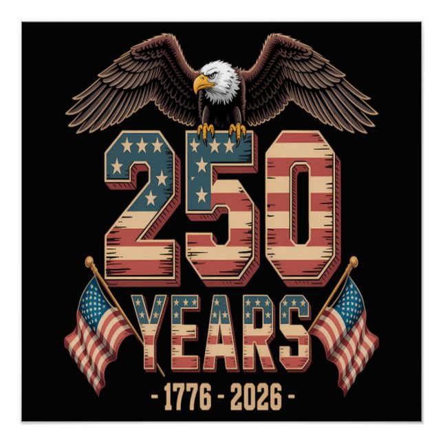 Poster Drapeau du 250e anniversaire des États-Unis 250 an (Devant)